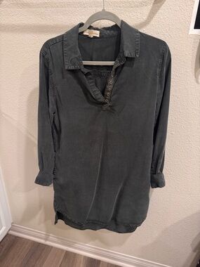 cloth & stone Washed Green Button-Front Tunic